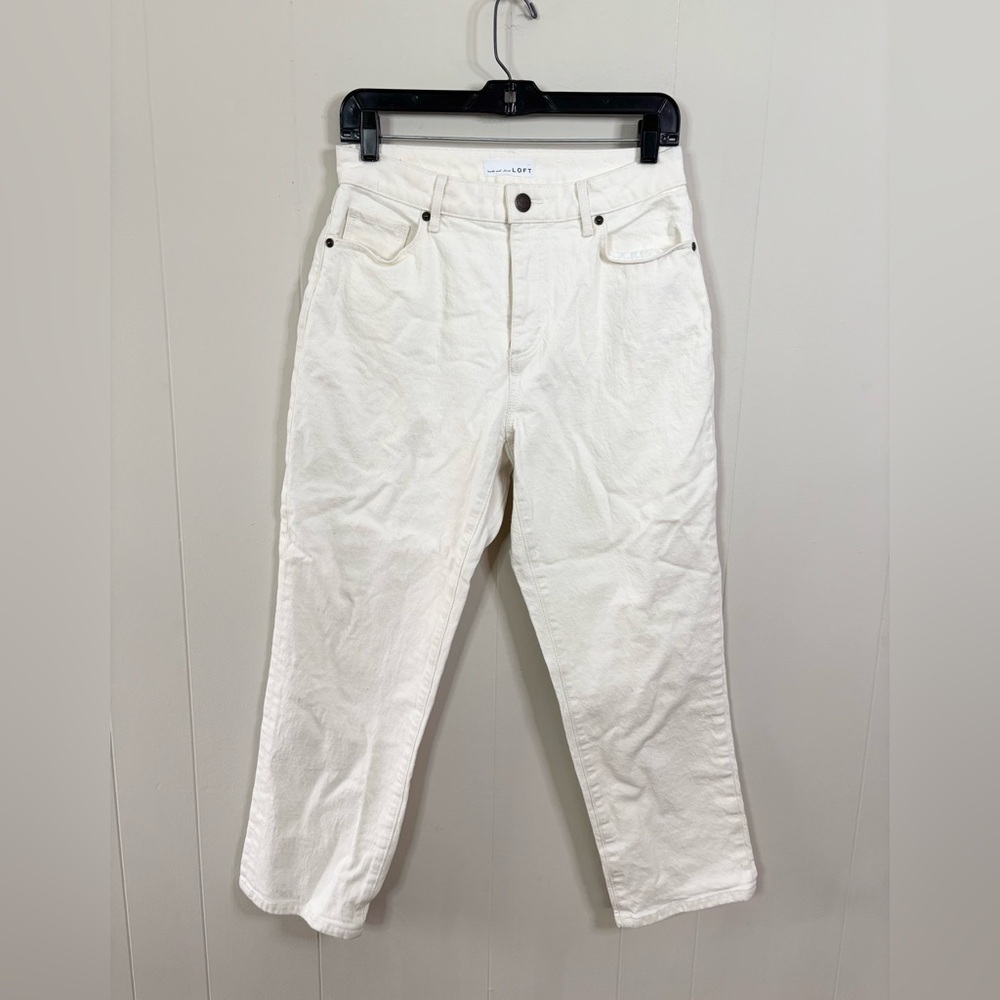 Loft curvy high waist straight crop jeans winter white size 4/27